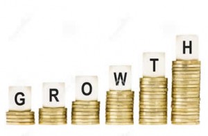 word-growth-row-gold-coin-stacks-isolated-white-financial-concept-lettered-dice-top-coins-indicating-stock-market-33872395