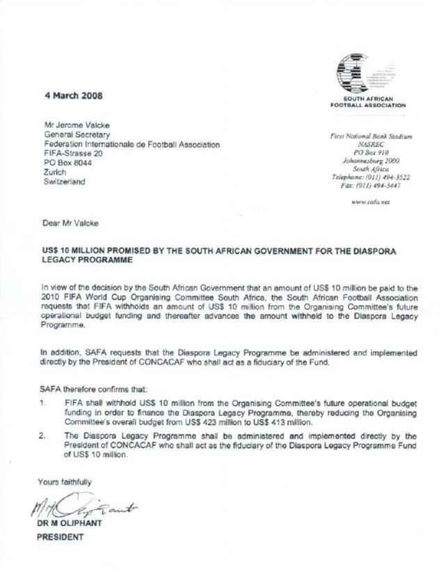 SA letter to FIFA 2008-2