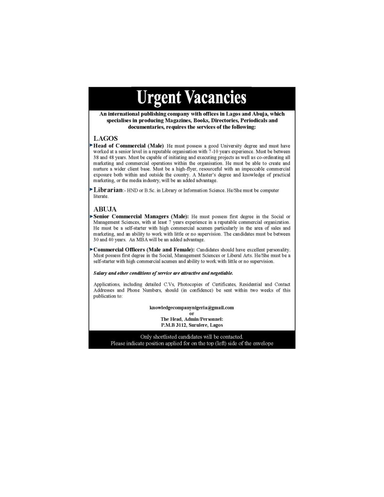 Urgent Vacancies (new)